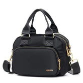 Nylon Shoulder Handbags for Women, OPXTO Waterproof Multi Pocket Purses and Cross-body Bags, High-dense Nylon Oxford Multi-function Lightweight Tote Bag. (Black)